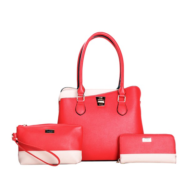 LANY Colorblock Shoulder Bag w Makeup Bag & Wallet