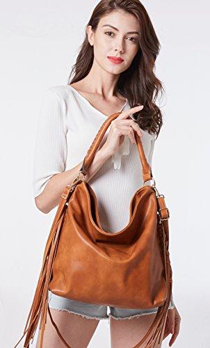 Tan Fringe Hobo Bag