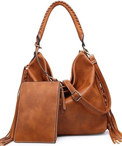 Tan Fringe Hobo Bag