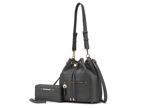 Larissa Vegan Leather Women’s Bucket Bag with Wallet