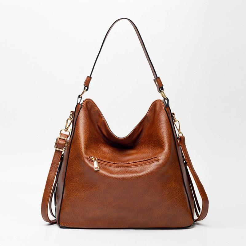 Large vegan leather hobo handbag for women with detachable long strap