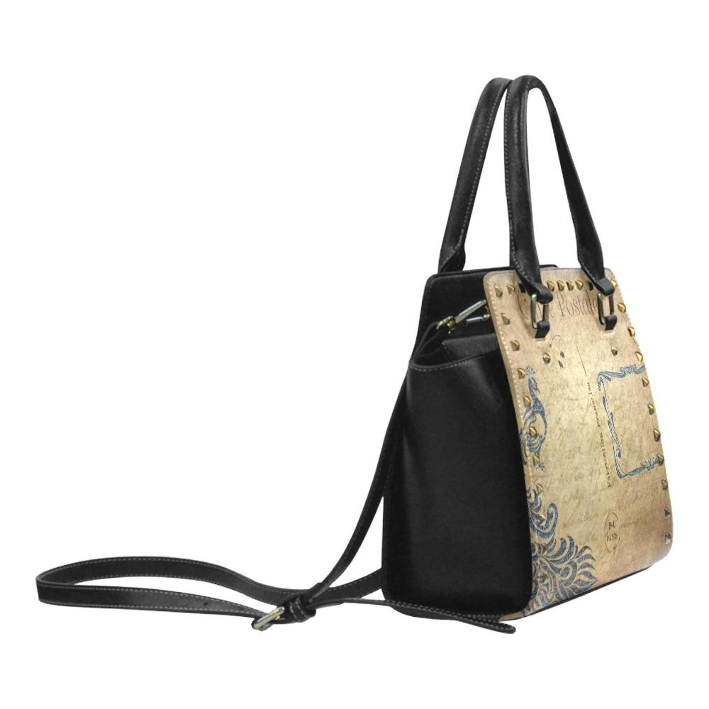 Handbags, Beige Postale Graphic Style Top-handle Bag