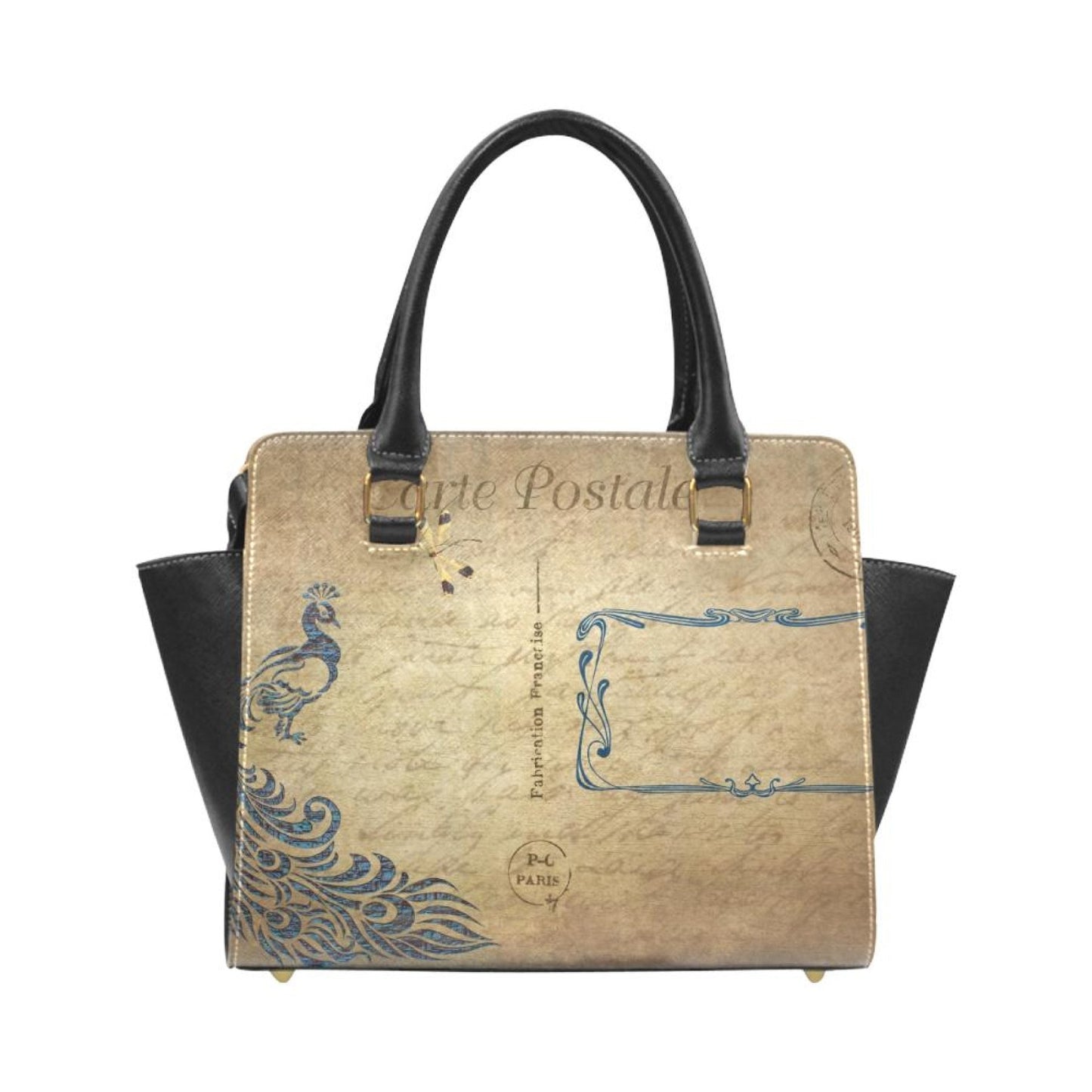 Handbags, Beige Postale Graphic Style Top-handle Bag