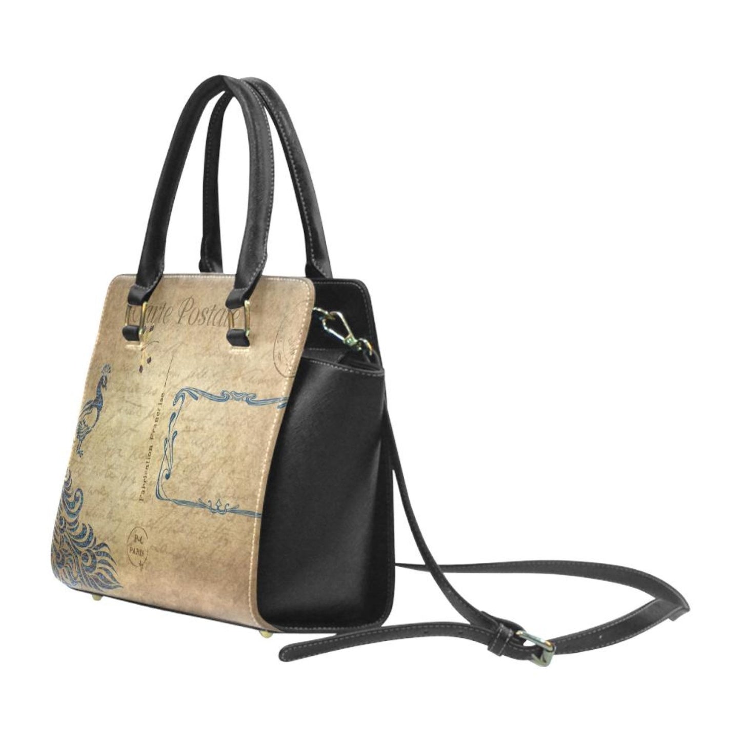 Handbags, Beige Postale Graphic Style Top-handle Bag