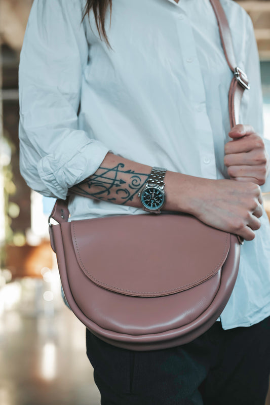 Leather Crossbody Bag for Women, Light Pink Bag, Pink Leather Small