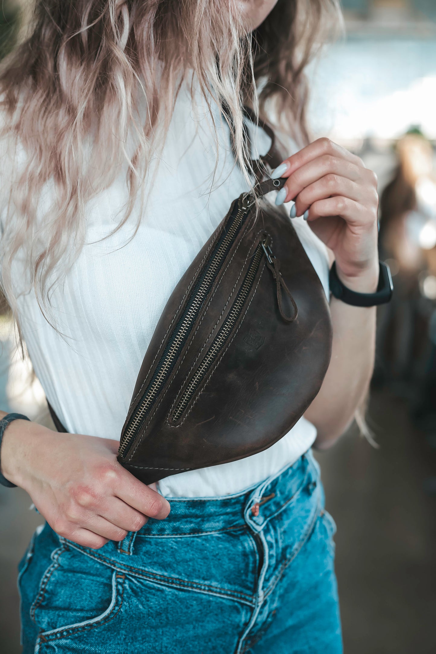 Leather Fanny Pack, Leather Hip Bag, Leather Waist Bag