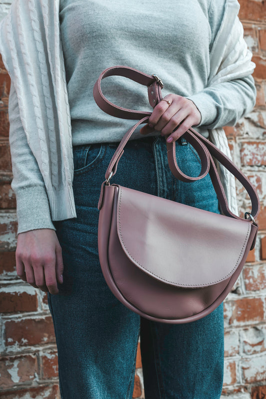 Leather Crossbody Bag for Women, Light Pink Bag, Pink Leather Small