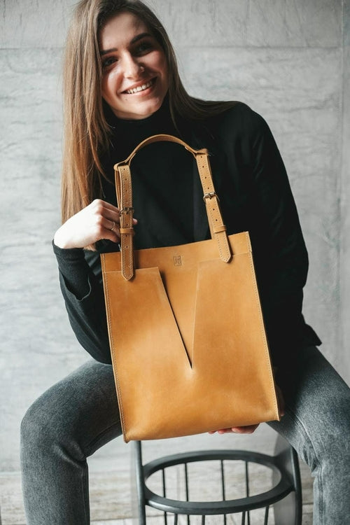 Real Leather Tote, Shoulder Bag, Brown Leather Handbag