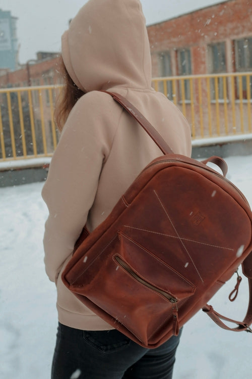 Urban Leather Rucksack, Everyday Leather Backpack for Women, Practical