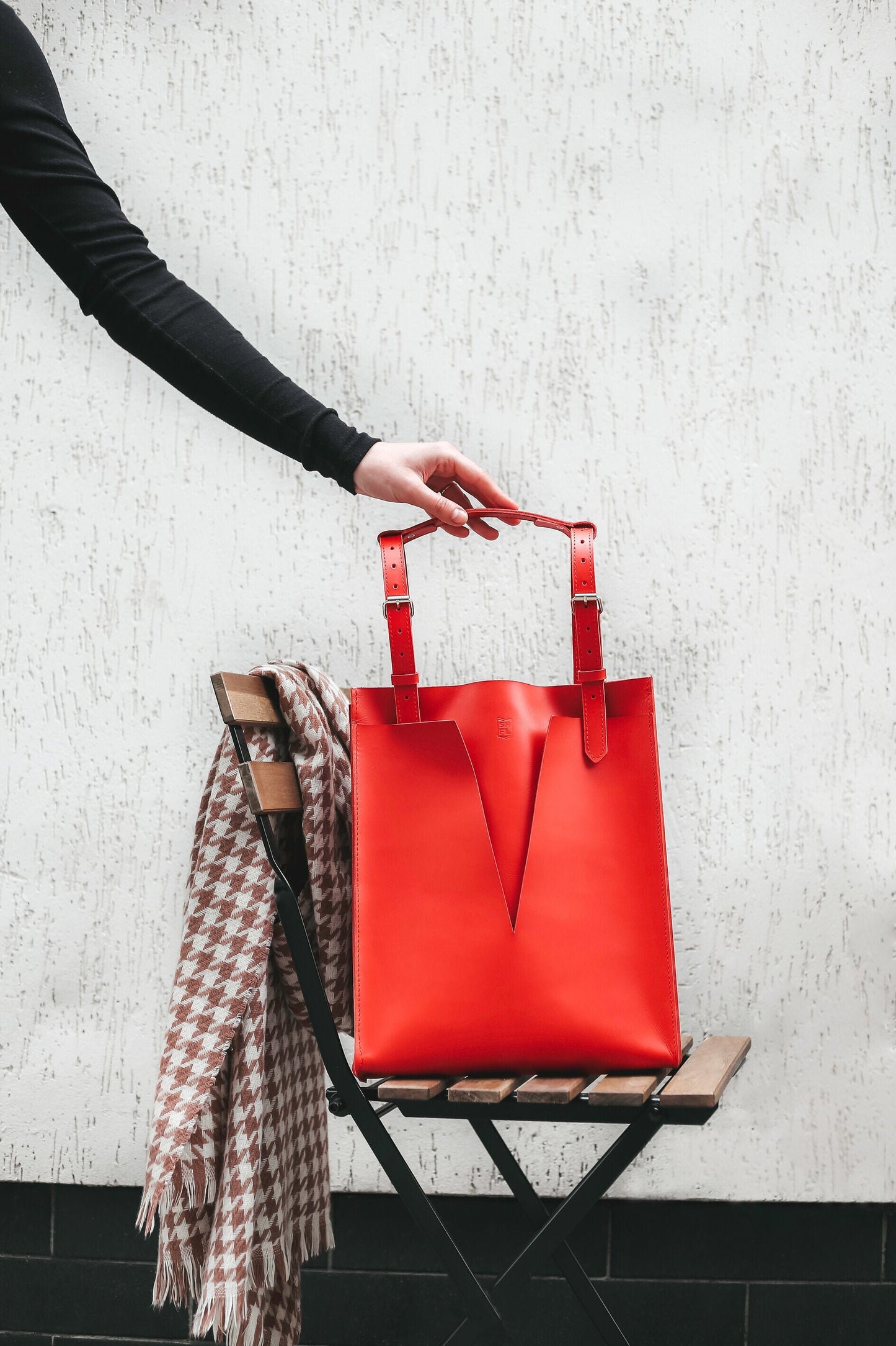 Soft Black Leather Zipped Tote Bag