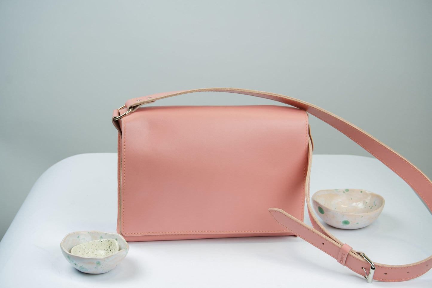 Elegant small soft leather crossbody purse