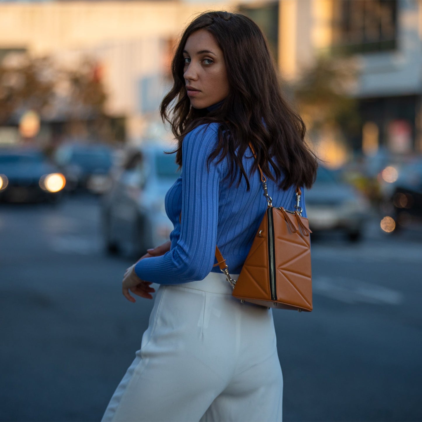 Heidi Dark Orange Leather Backpack Purse