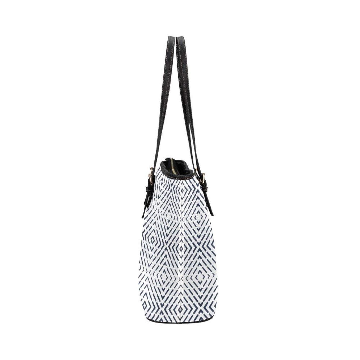 Large Leather Tote Shoulder Bag -  Black And White Gradient Pattern